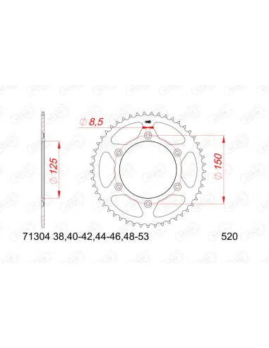 Piñón AFAM acero con goma anti-ruido 73303NR - 520