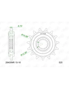 Piñón AFAM acero con goma anti-ruido 28405NR - 525