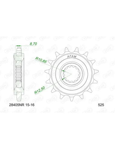 Piñón AFAM acero con goma anti-ruido 28405NR - 525