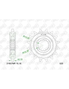 Piñón AFAM acero con goma anti-ruido 21607NR - 525