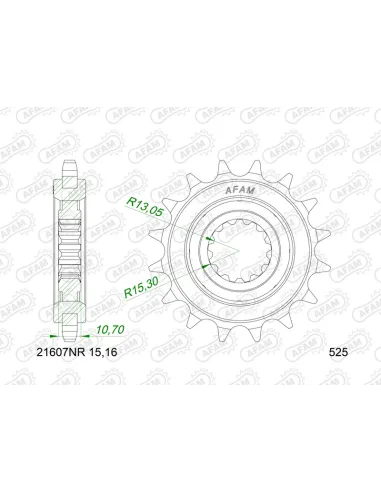 Piñón AFAM acero con goma anti-ruido 21607NR - 525