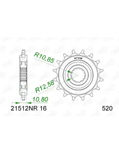 Piñón AFAM acero con goma anti-ruido 21512NR - 520