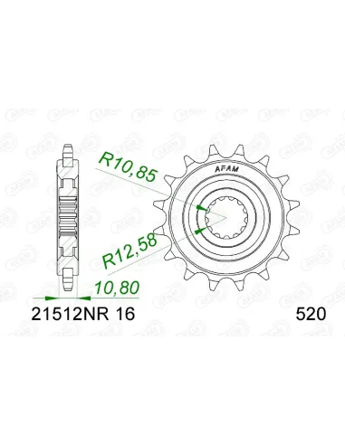 Piñón AFAM acero con goma anti-ruido 21512NR - 520
