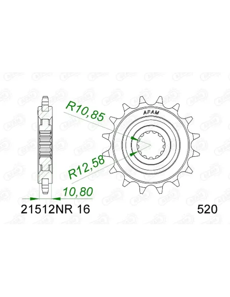 Piñón AFAM acero con goma anti-ruido 21512NR - 520