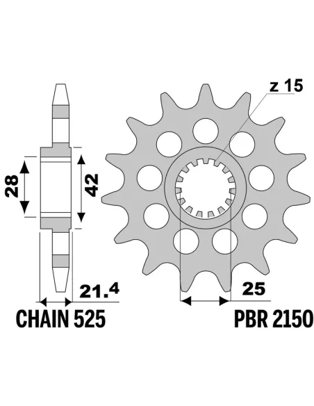 Piñón PBR acero estándar 2150 - 525