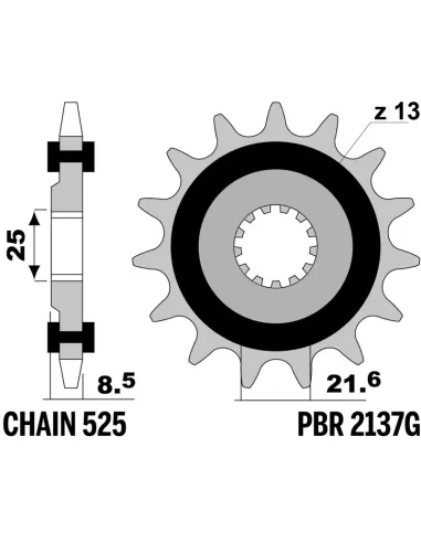 Piñón PBR acero con goma anti-ruido 2137 - 525