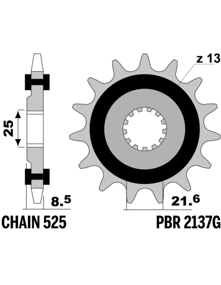 Piñón PBR acero con goma anti-ruido 2137 - 525