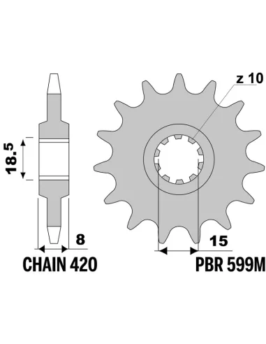 Piñón PBR acero estándar 599M - 420