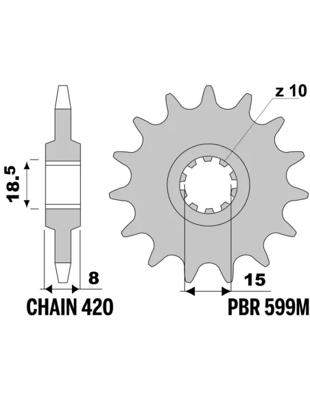 Piñón PBR acero estándar 599M - 420