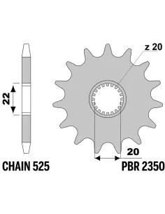 Piñón PBR acero estándar 2350 - 525