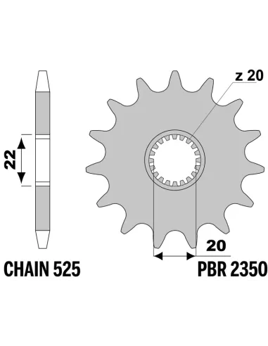 Piñón PBR acero estándar 2350 - 525