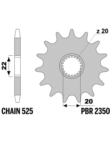 Piñón PBR acero estándar 2350 - 525