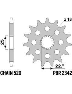 Piñón PBR acero estándar 2342 - 520