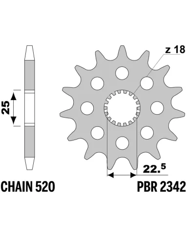 Piñón PBR acero estándar 2342 - 520