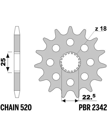 Piñón PBR acero estándar 2342 - 520