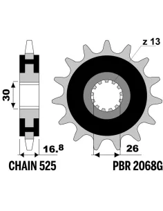 Piñón PBR acero con goma anti-ruido 2068 - 525