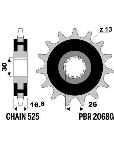 Piñón PBR acero con goma anti-ruido 2068 - 525