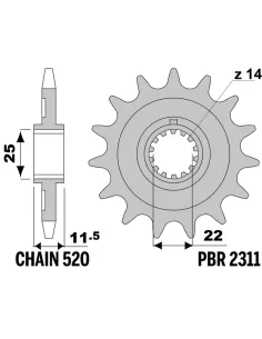 Piñón PBR acero estándar 2311 - 520