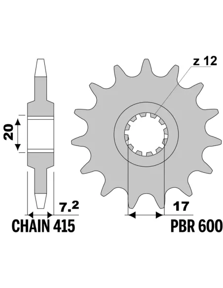 Piñón PBR acero estándar 600 - 415