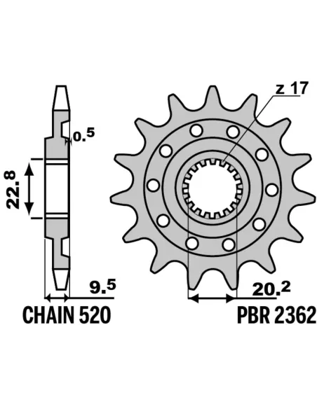 Piñón PBR acero estándar 2362 - 520