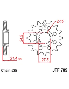 Piñón con goma anti-ruido JT SPROCKETS acero 709 - 525