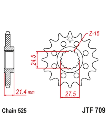 Piñón con goma anti-ruido JT SPROCKETS acero 709 - 525