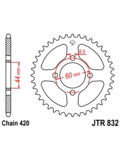 Corona JT SPROCKETS acero estándar 832 - Paso 420