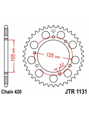 Kit de cadena JT 420HDR 11/60-132 - corona standard