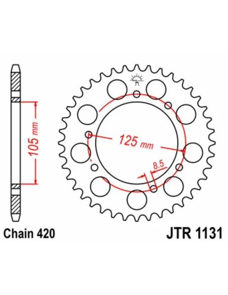 Kit de cadena JT 420HDR 11/60-132 - corona standard