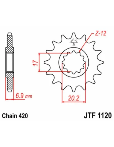 Kit de cadena JT 420HDR 11/60-132 - corona standard