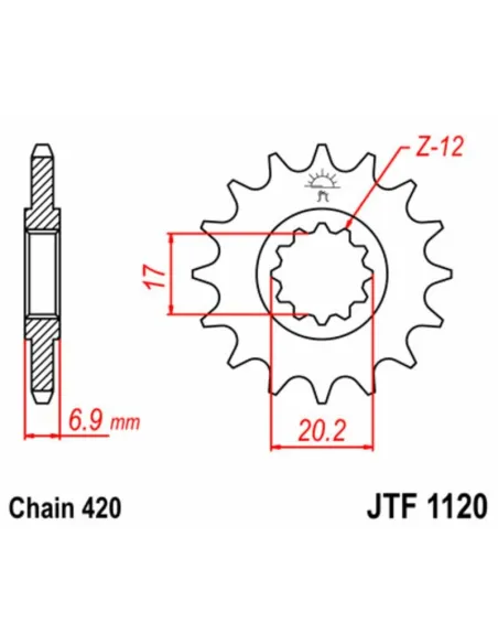 Kit de cadena JT 420HDR 11/60-138 - corona standard
