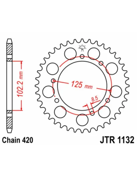 Kit de cadena JT 420HDR 13/53-140 - corona standard