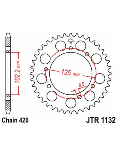 Kit de cadena JT 420HDR 14/53-130 - corona standard