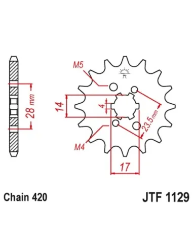 Kit de cadena JT 420HDR 14/53-130 - corona standard