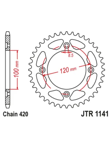 Kit de cadena JT 420HDR 11/60-140 - corona standard