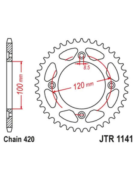 Kit de cadena JT 420HDR 11/60-140 - corona standard