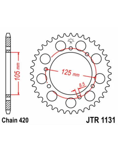 Kit de cadena JT 420HDR 11/62-134 - corona standard