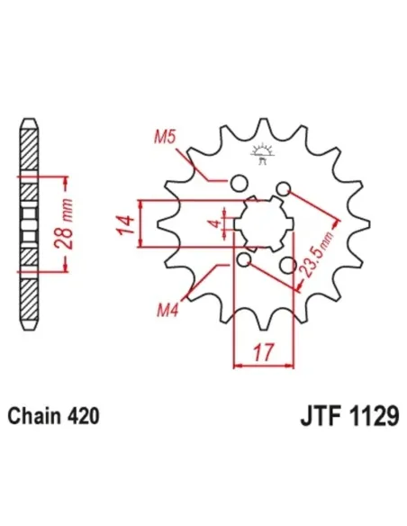 Kit de cadena JT 420HDR 13/53-132 - corona standard