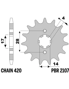 Piñón PBR acero estándar 2107 - 420