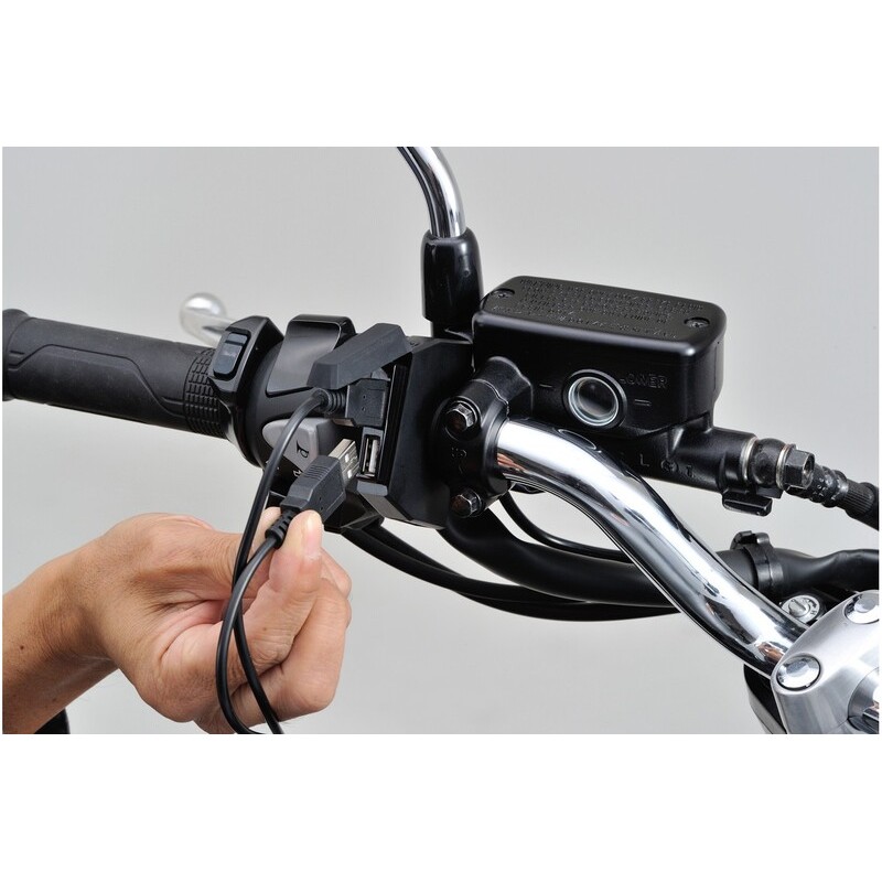 Fuente de alimentación USB DAYTONA Slim (2 entradas) - manillar Ø22,2/25,4