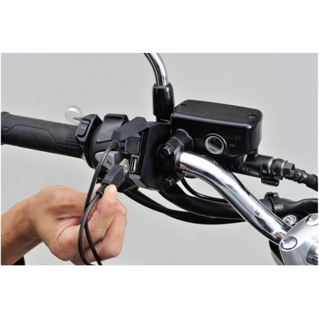 Fuente de alimentación USB DAYTONA Slim (2 entradas) - manillar Ø22,2/25,4