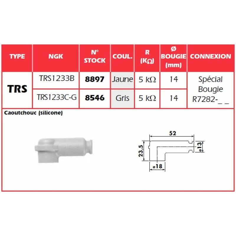 Pipa de bujía NGK TRS1233B-Y