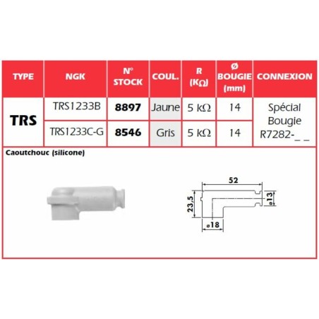 Pipa de bujía NGK TRS1233B-Y