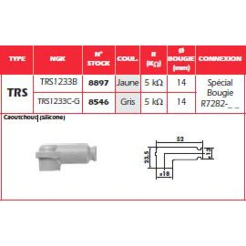Pipa de bujía NGK TRS1233B-Y