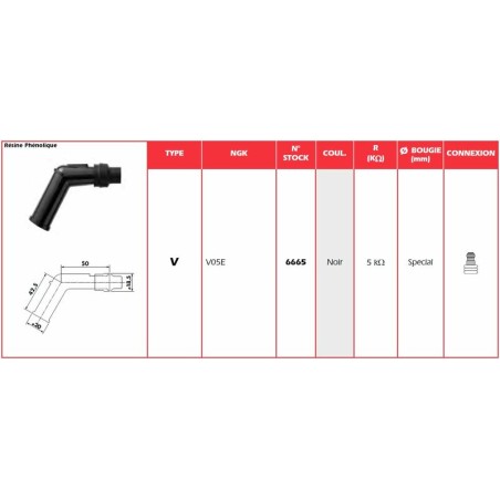 Pipa Bujía NGK V05E