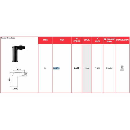 Pipa de bujía NGK L05EA