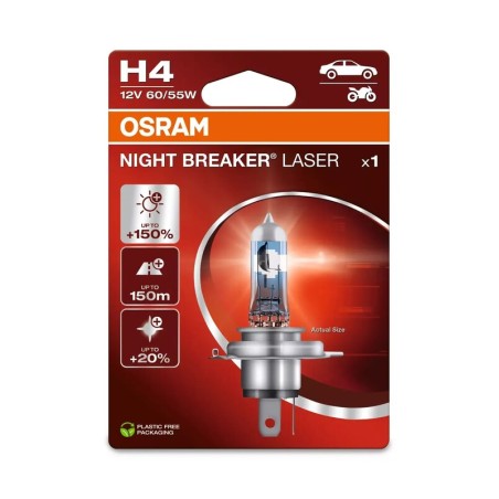 Lámpara OSRAM H4 Night Breaker Laser Light 12V 60 / 55W P43t-38 - 1 ud