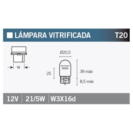 Lámpara V PARTS 12V 21 / 5W doble filamento - 10 uds