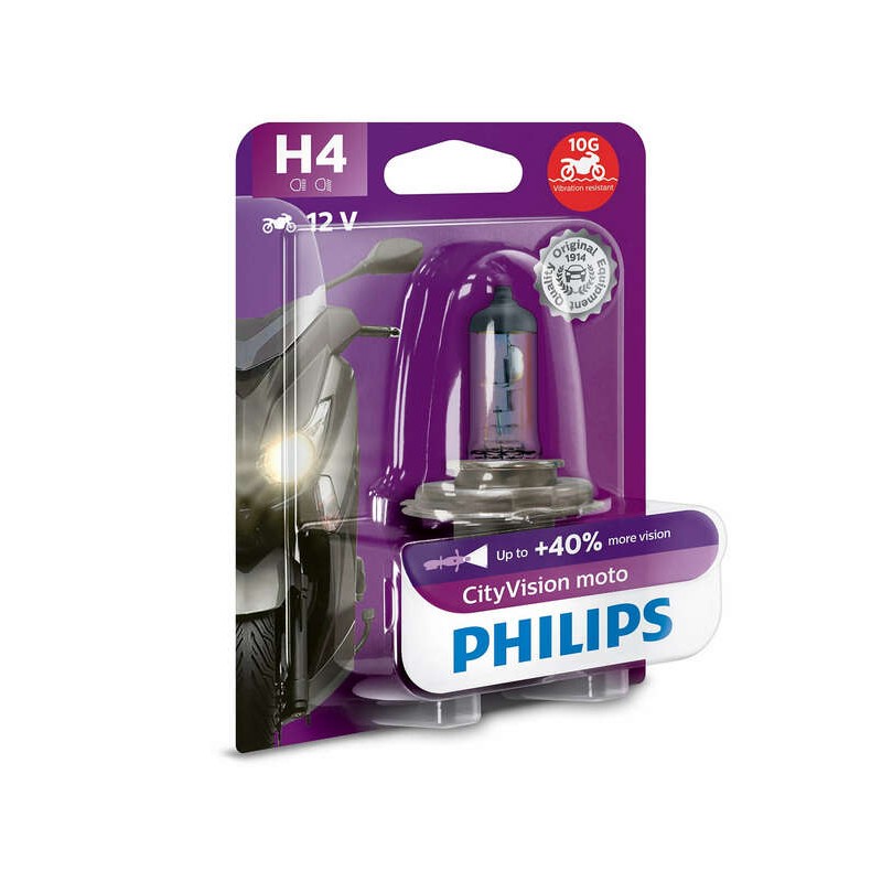 Lámpara PHILIPS H4 CityVision Moto 12V / 60 / 55W - 1 ud