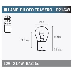Lámpara OSRAM 7225 - P21 12V 21 / 4W - 10 uds